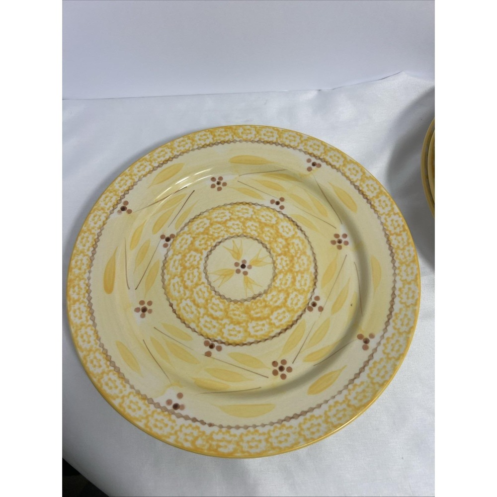 TEMP-TATIONS Old World Yellow 10.5" Dinner Plates Set Of 4 Ovenware By Tara